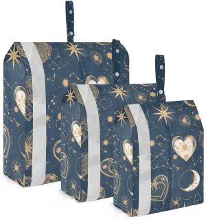 constellation line art heart Valentine's Day3 Set Packing Travel Organizer Reusable Garment Bag Closet Storage Travel Storage Bag Organization And Storage Bedroom