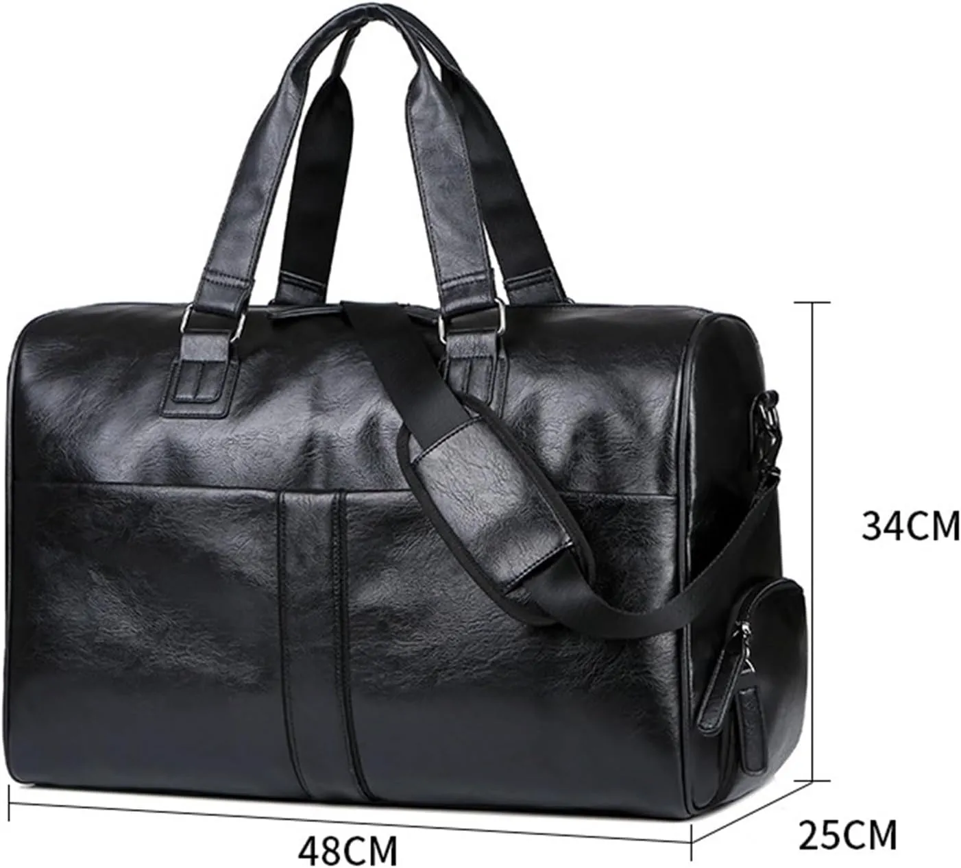 Convertible Suit Travel Bag 18inch PU Travel Duffle Bag For Weekend Trip Cabin Luggage Gym Sports Duffle For Men hanging garment duffel bag, 48*25*34cm, Black
