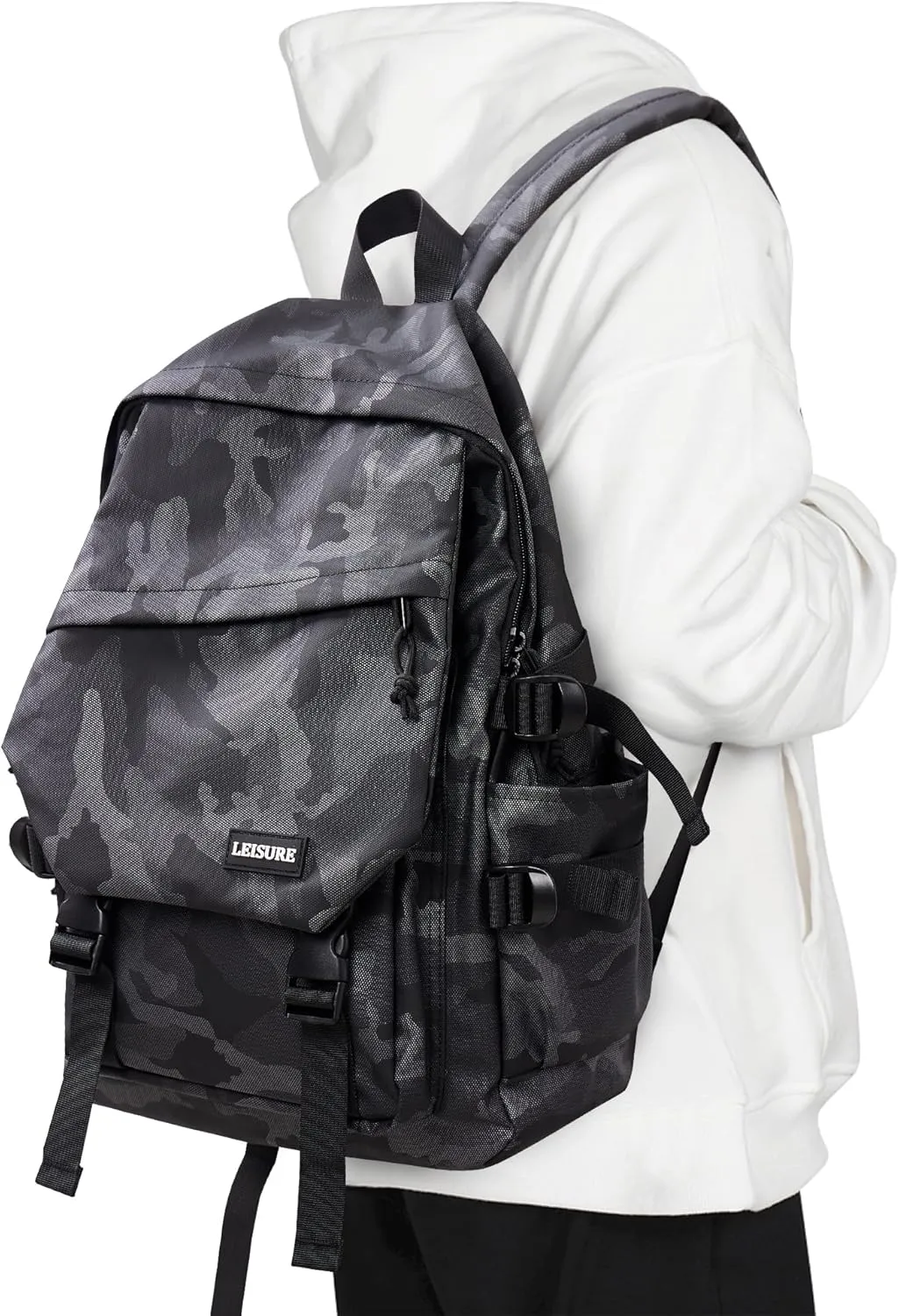 coowoz College Backpack Waterproof Black College Bags For Women Lightweight Travel Rucksack Casual Daypack Laptop Backpacks For Men Women(Camouflage Black)