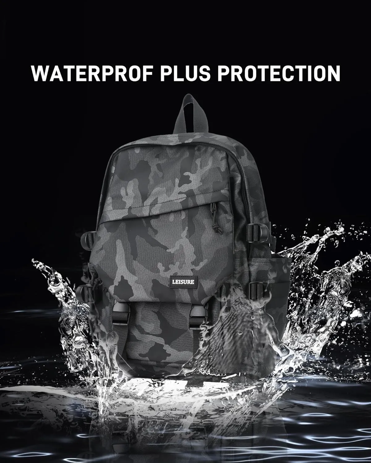 coowoz College Backpack Waterproof Black College Bags For Women Lightweight Travel Rucksack Casual Daypack Laptop Backpacks For Men Women(Camouflage Black)