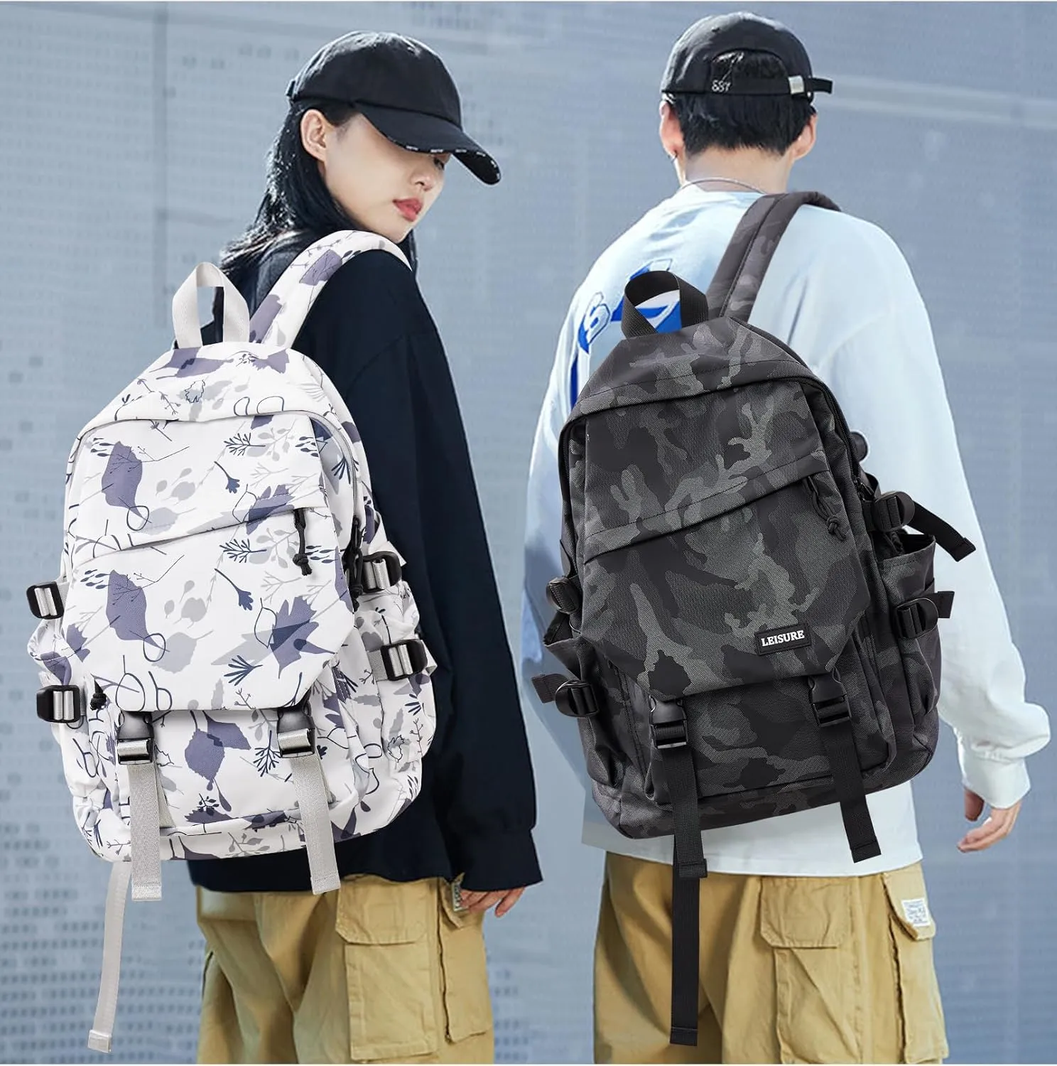 coowoz College Backpack Waterproof Black College Bags For Women Lightweight Travel Rucksack Casual Daypack Laptop Backpacks For Men Women(Camouflage Black)