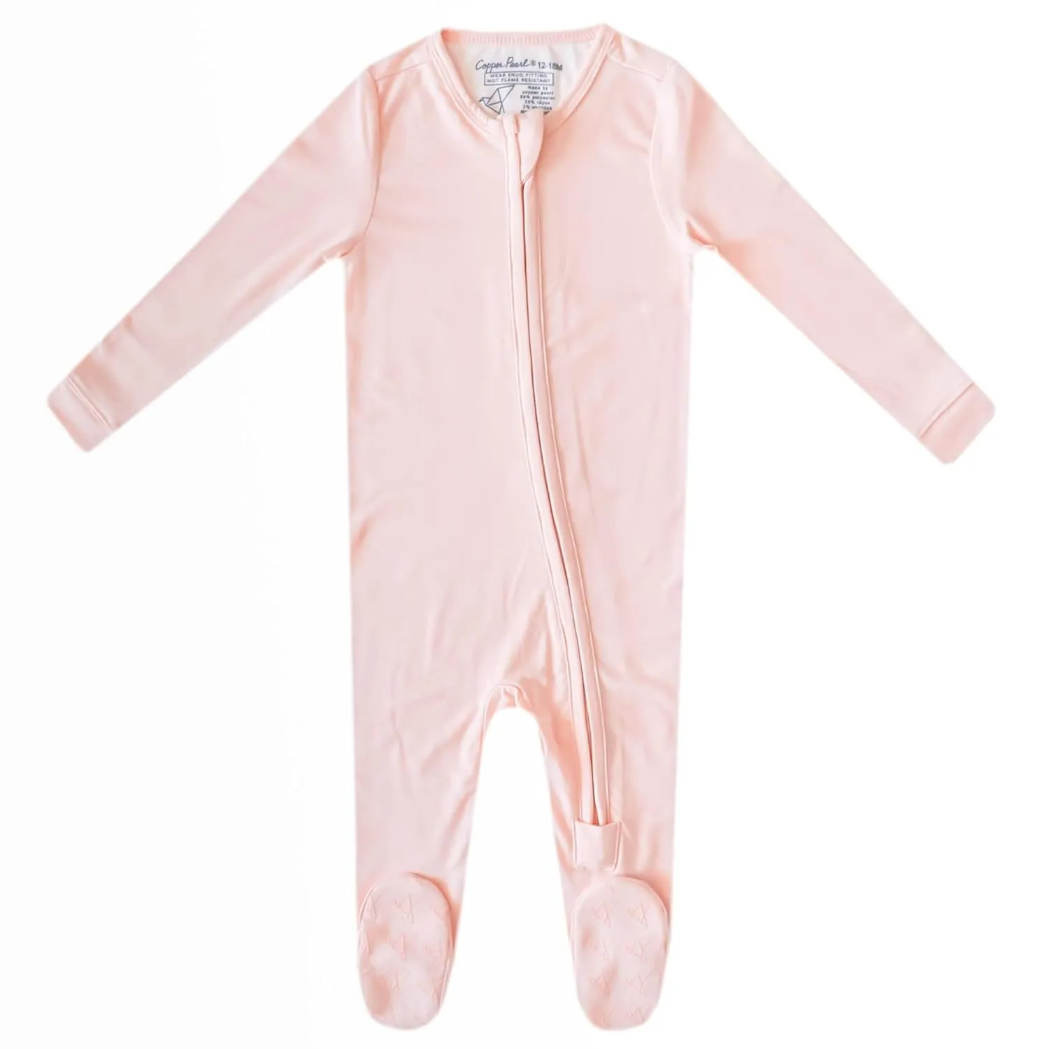Copper Pearl Zip-Up Footie Baby Pajamas: Ultra-Soft Boys Pajamas and Girls Pajamas, Premium Knit Fabric in Stylish Prints, Tag-Free with Two-Way Zipper, Sized Newborn to 24 Months, Blush