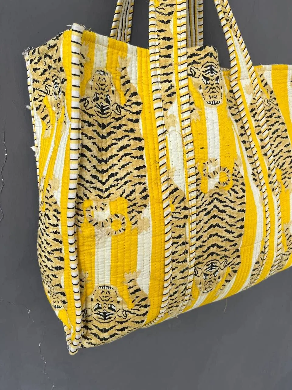 Cotton Tiger Tote Bag - Yellow