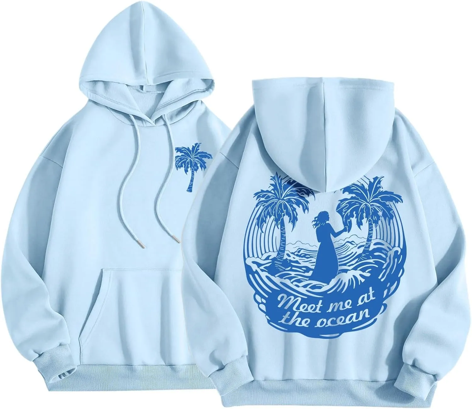 Cute 2 Piece Outfits Women, Teen Girls Preppy Puff Pullover Hoodies Pocket Drawstring Oversized Sweatpant Outfit Sets
