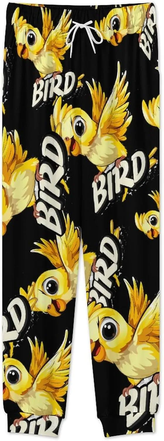 Cute Parrot Bird Men's Pajama Set Casual Sleepwear Pjs Set Crewneck Shirts And Bottoms Comfy Loungewear