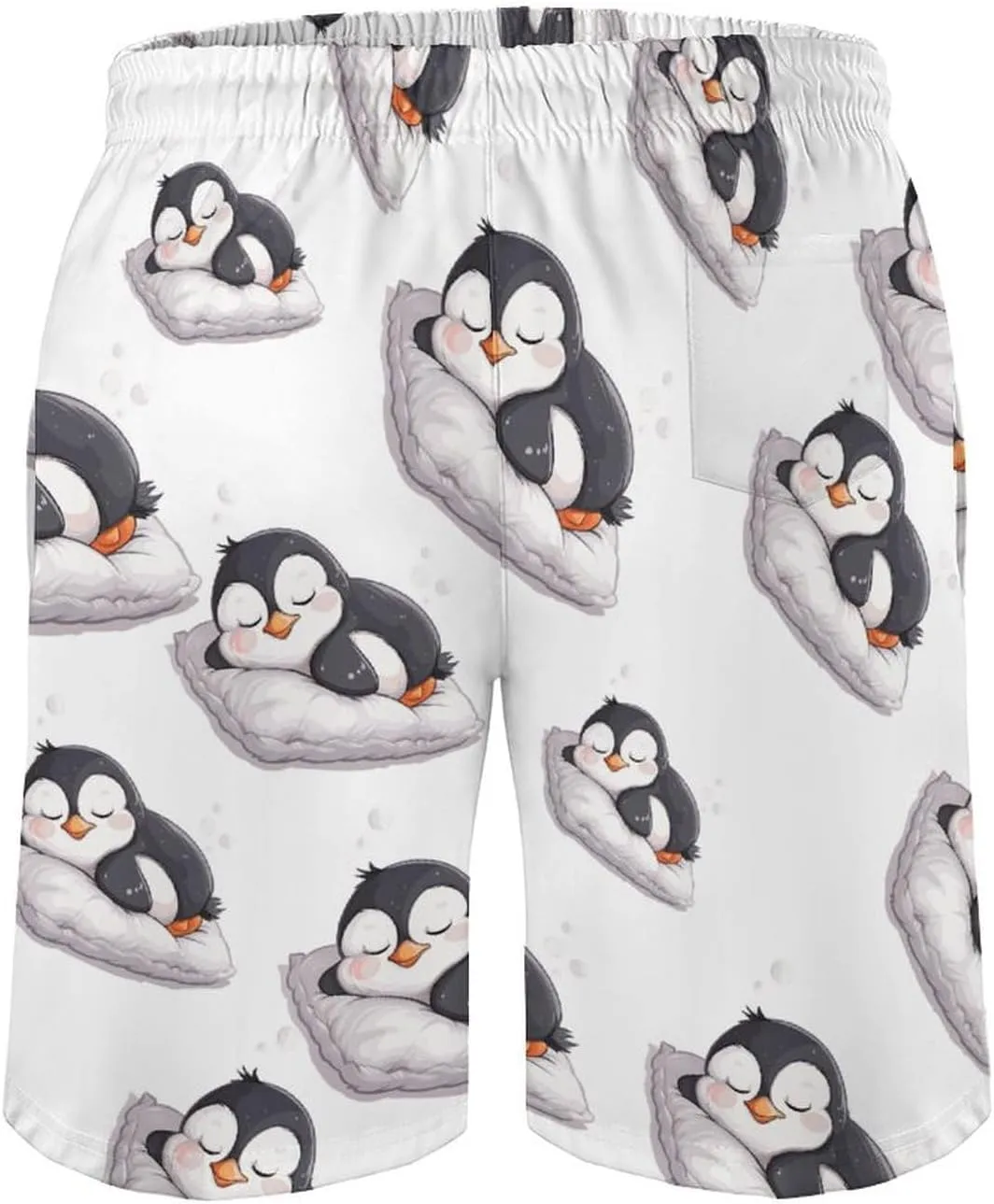 Cute Penguin Sleeping Men's Swim Trunks Quick Dry Board Shorts Breathable Summer Beach Shorts Bathing Suits