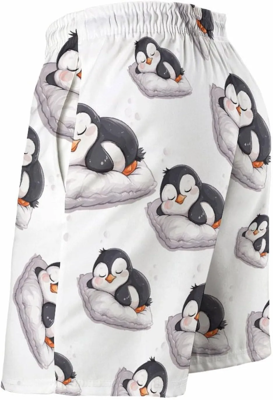 Cute Penguin Sleeping Men's Swim Trunks Quick Dry Board Shorts Breathable Summer Beach Shorts Bathing Suits