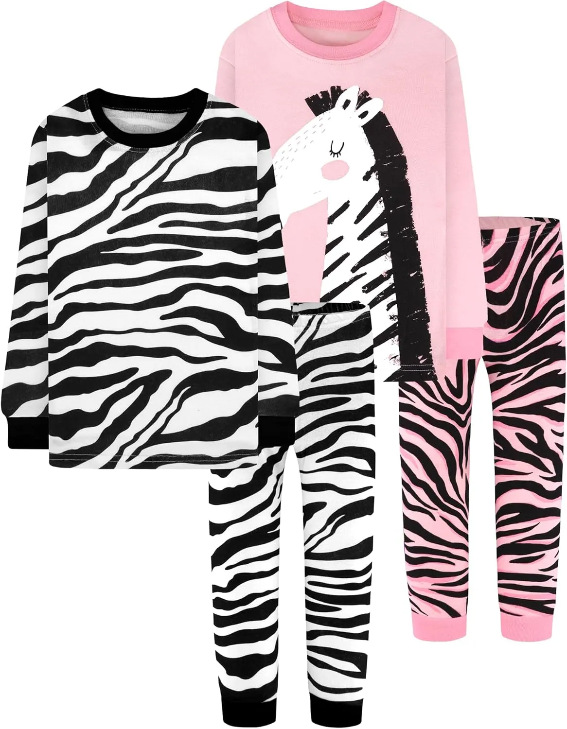 DAUGHTER QUEEN Girls 4 Pieces Cotton Pajamas Size 18 Months-12 Years