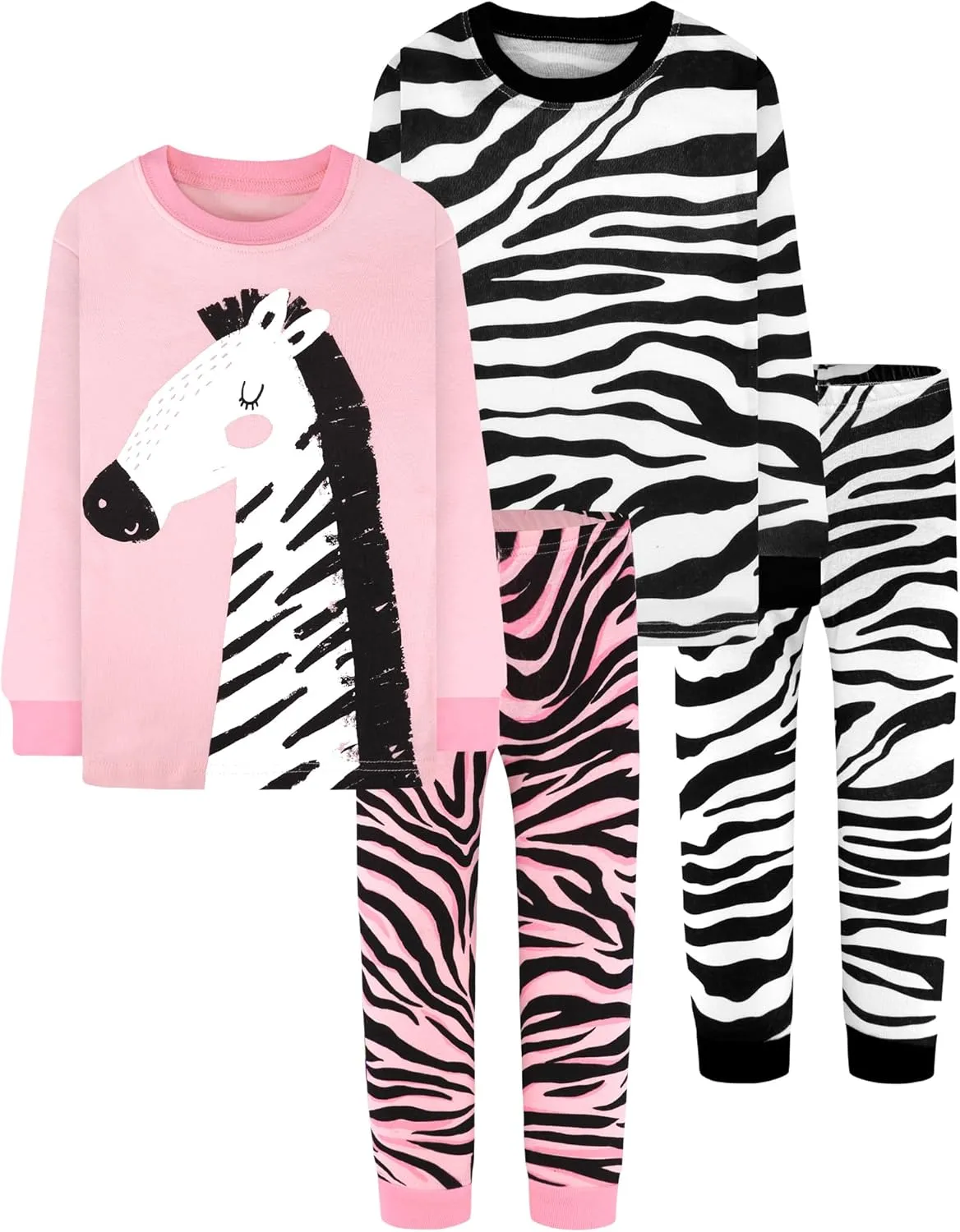 DAUGHTER QUEEN Girls 4 Pieces Cotton Pajamas Size 18 Months-12 Years