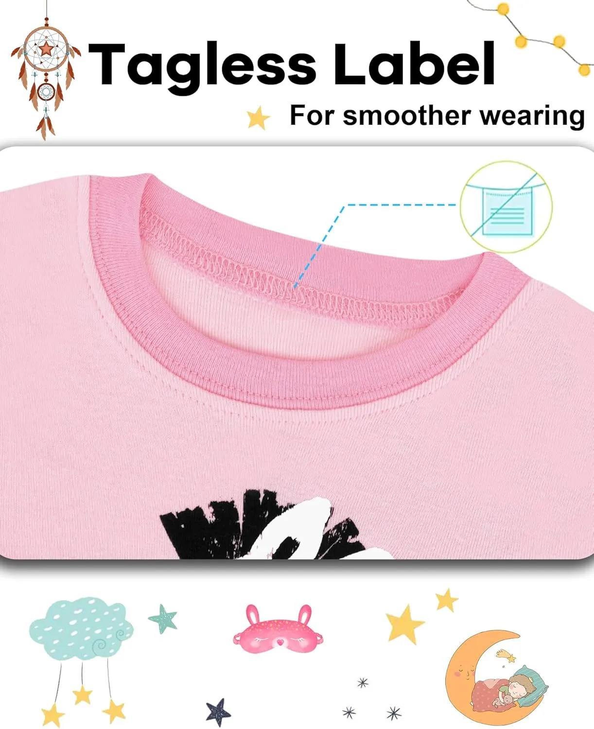 DAUGHTER QUEEN Girls 4 Pieces Cotton Pajamas Size 18 Months-12 Years