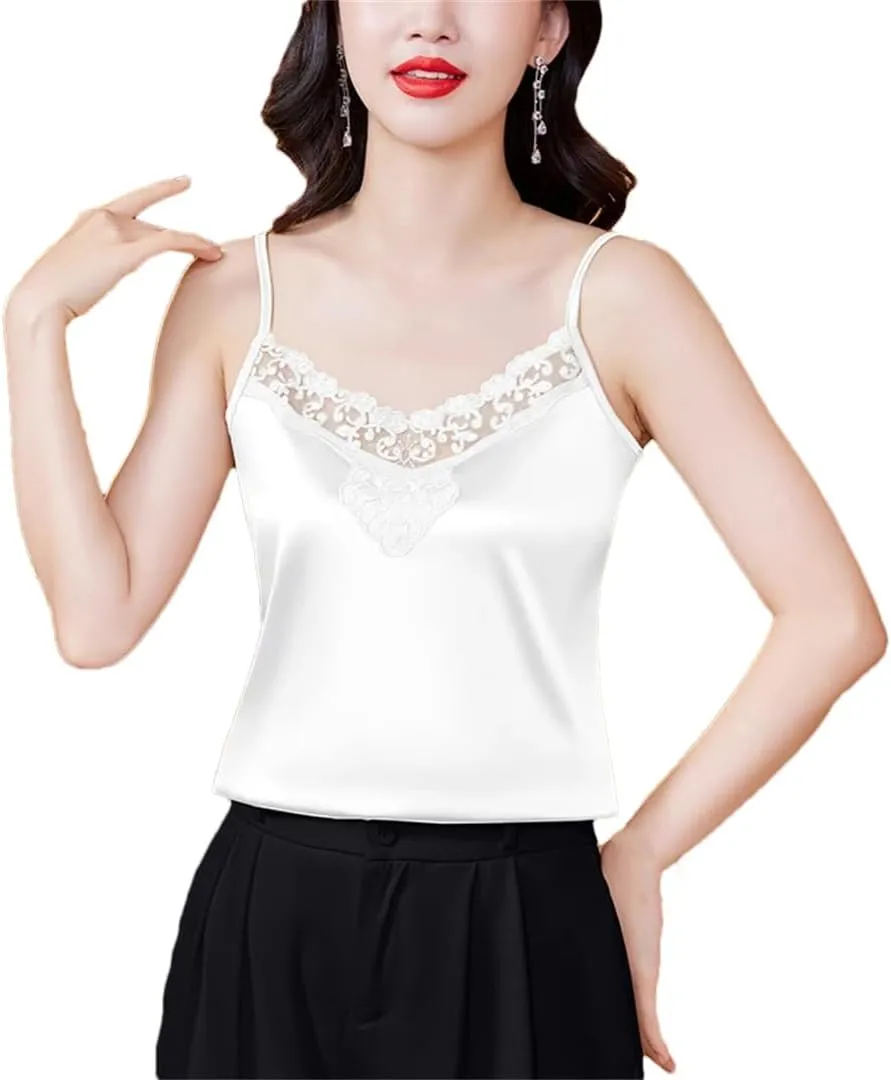 Dbdkejj Women Spring Summer Patchwork Lace Camisole V-Neck Sleeveless Tops