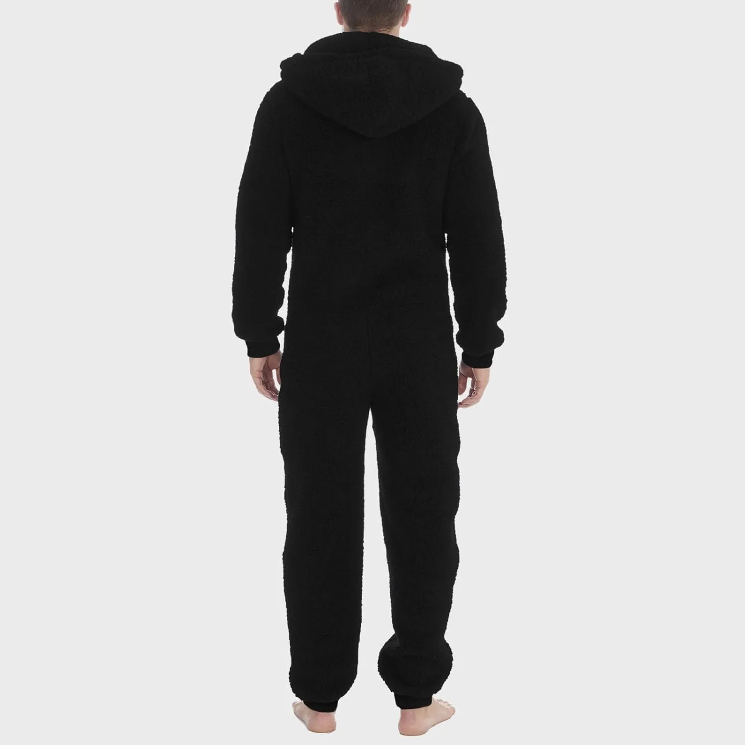 Dgoopd Hooded Fleece Jumpsuit for Men One Piece Zip Up Winter Pajamas with Pocket Soft Cozy Winter Warm Plush Loungewear