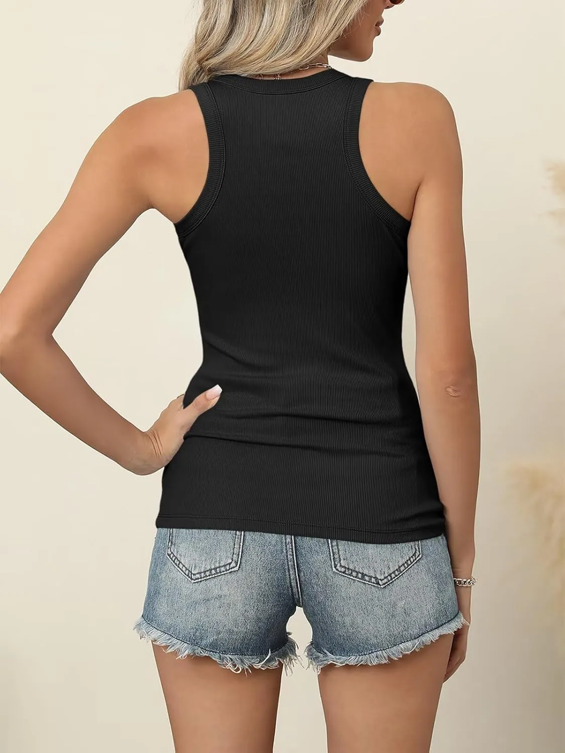 EADINVE Women's Scoop Neck Ribbed Tank Top Summer Basic Sleeveless Racerback Slim Fit Tops Shirts 2025