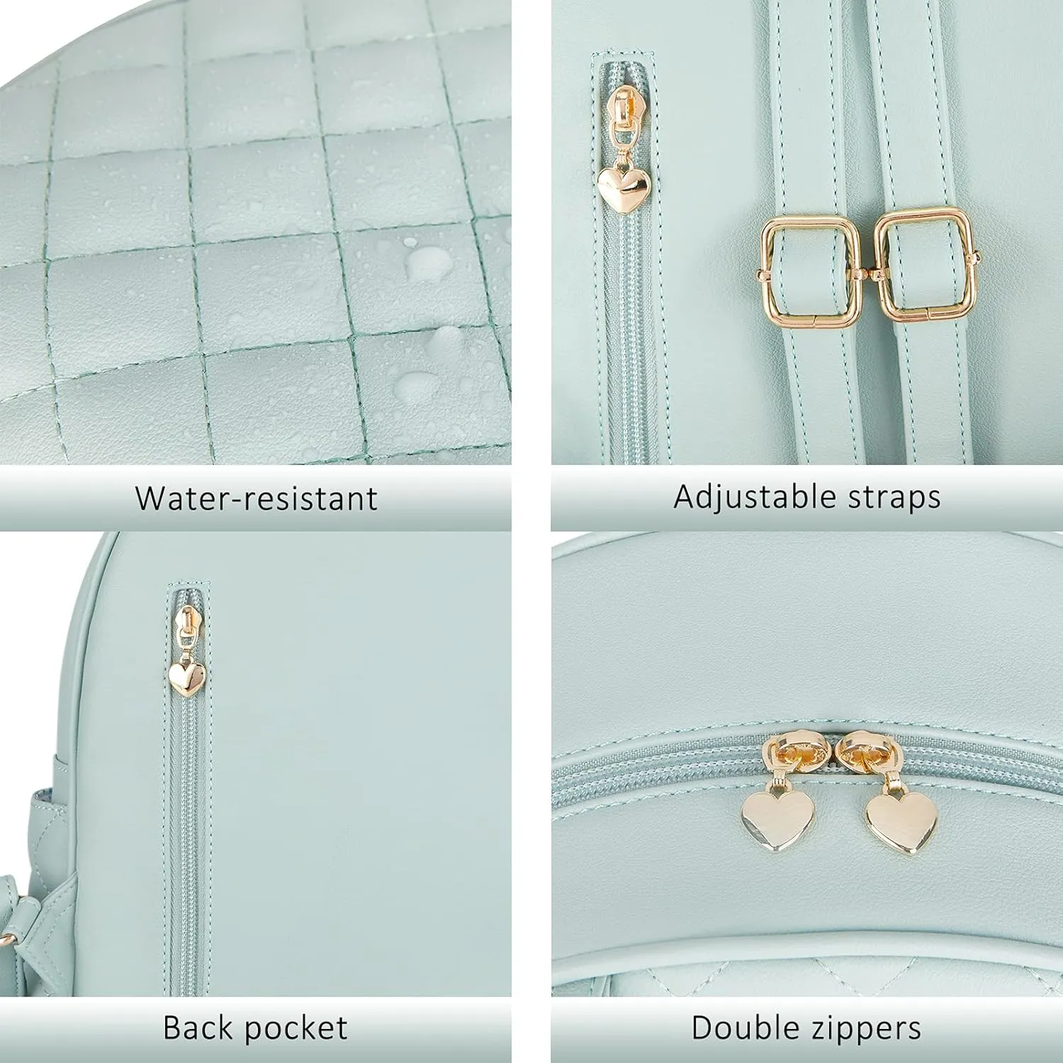 ECOSUSI Mini Backpack for Women Leather Small Backpack Purse for Ladies Cute Pom Bookbag Travel Shoulder Bag with Charm Tassel Green