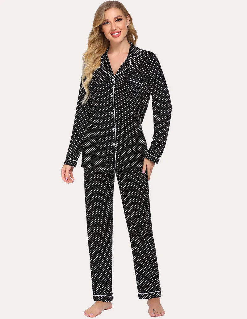 Ekouaer Plaid Dot Top and Pants Pajama Set (US Only)