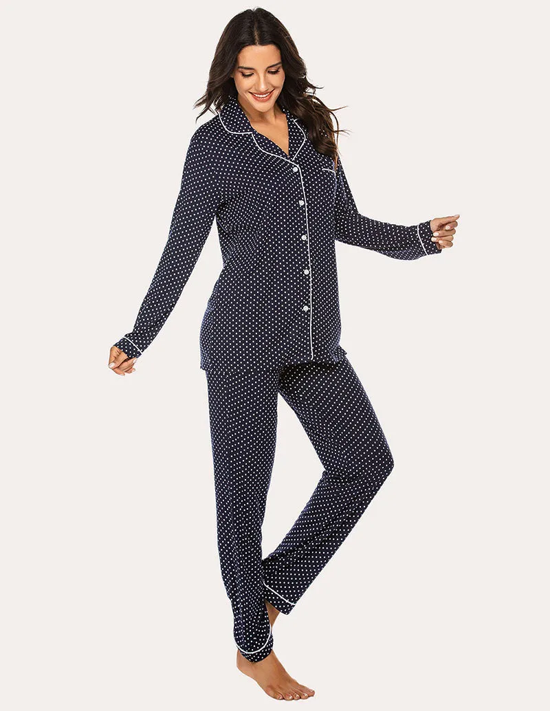 Ekouaer Plaid Dot Top and Pants Pajama Set (US Only)