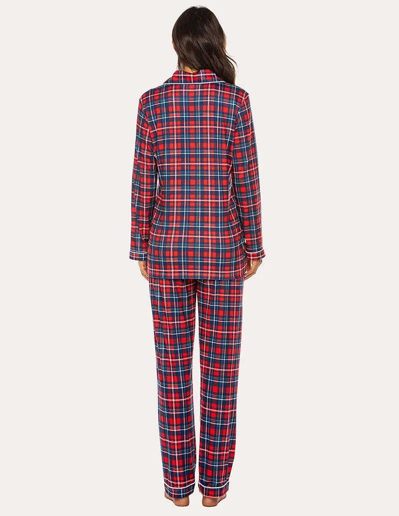 Ekouaer Plaid Dot Top and Pants Pajama Set (US Only)