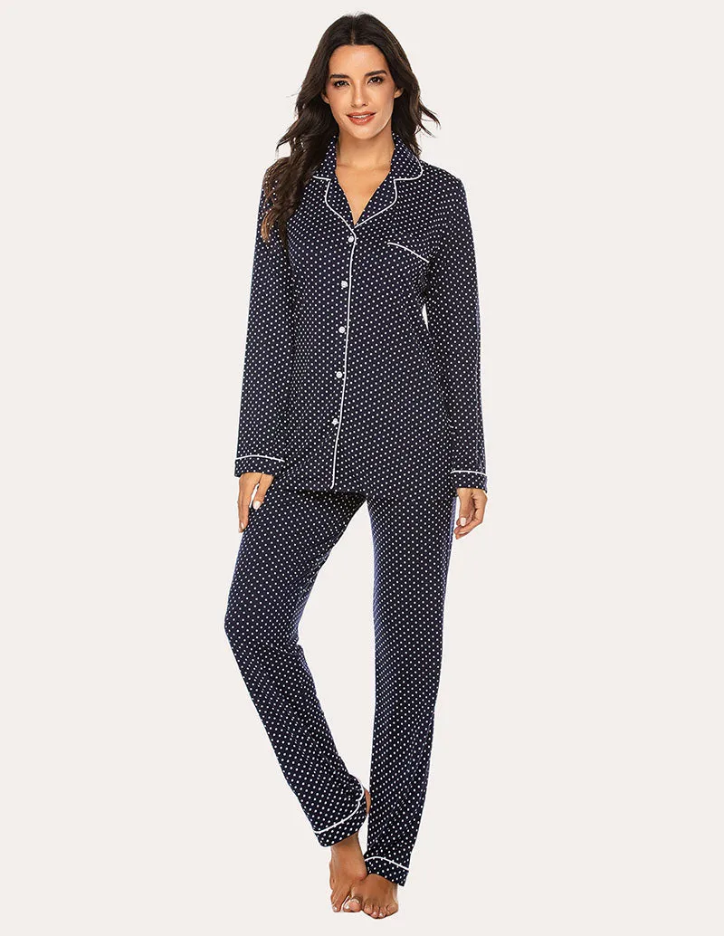 Ekouaer Plaid Dot Top and Pants Pajama Set (US Only)