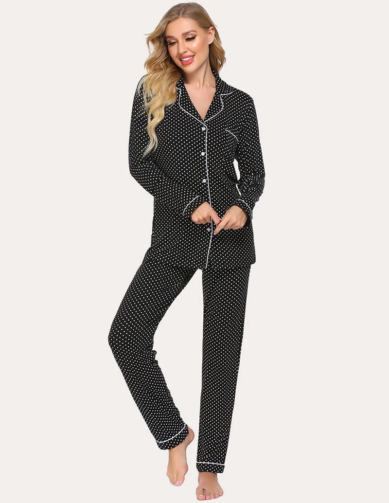 Ekouaer Plaid Dot Top and Pants Pajama Set (US Only)