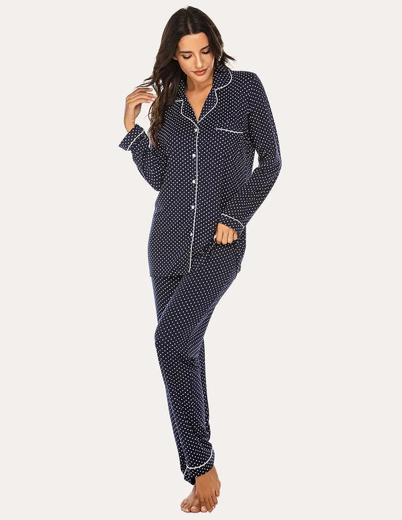 Ekouaer Plaid Dot Top and Pants Pajama Set (US Only)