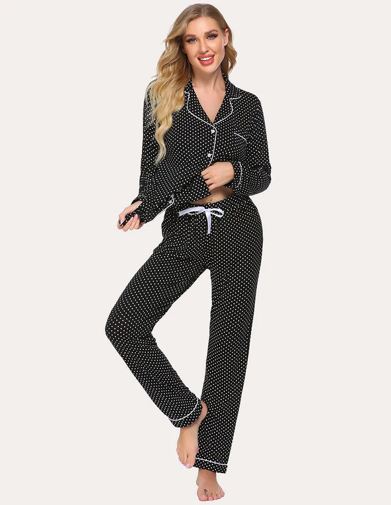 Ekouaer Plaid Dot Top and Pants Pajama Set (US Only)