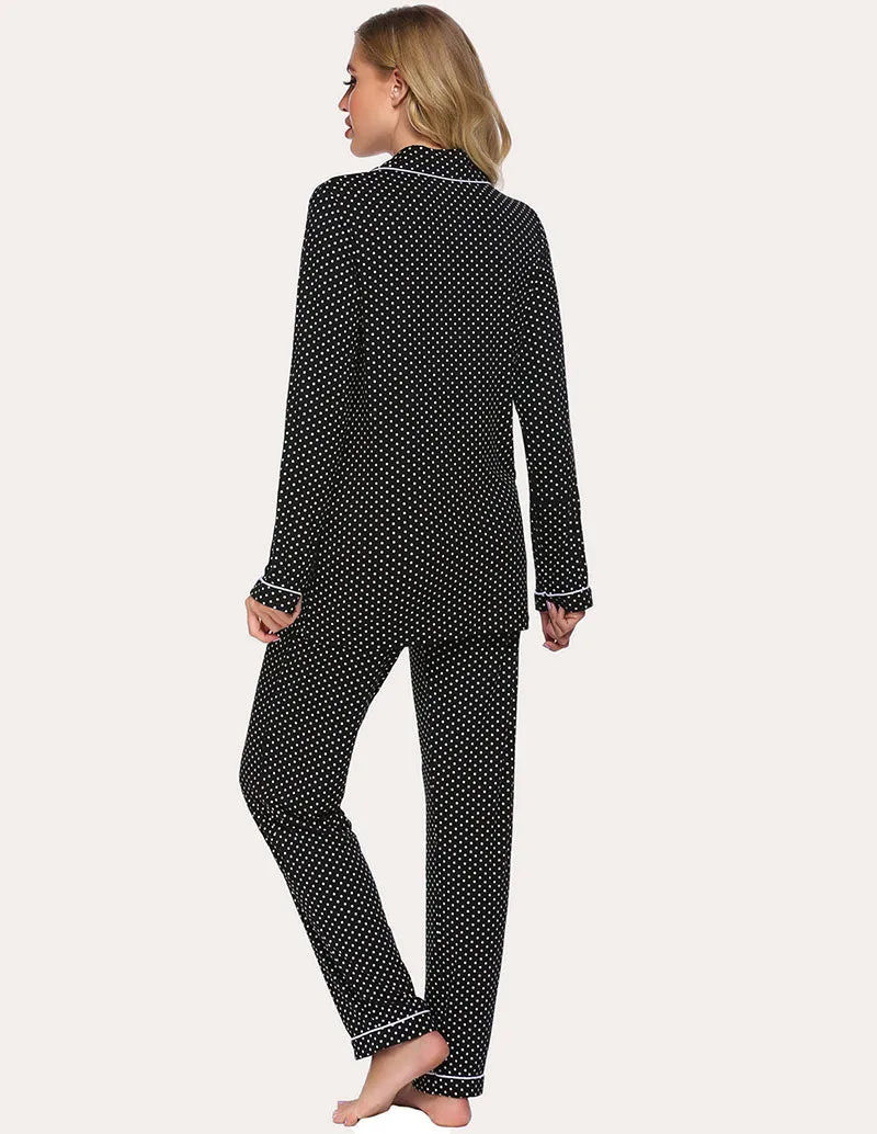 Ekouaer Plaid Dot Top and Pants Pajama Set (US Only)