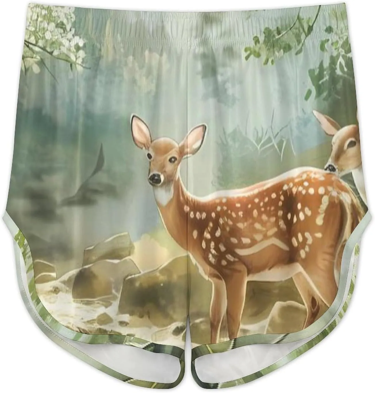Fairytales Deer Fawn Forests Animal Pajamas for Women Set 2 Piece Pjs Silk Sleepwear Loungewear Sleeveless Top And Short