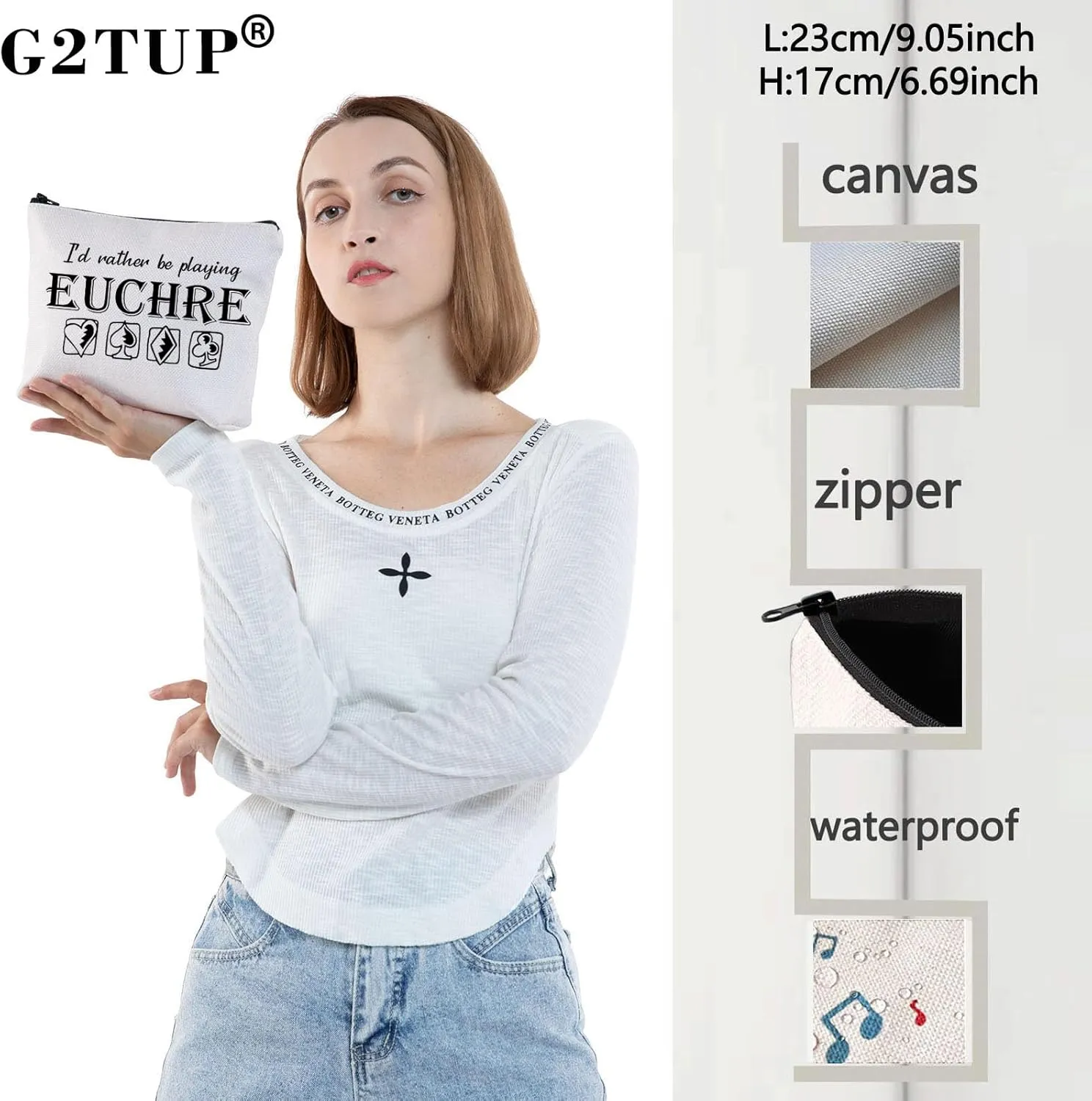 G2TUP Euchre Player Makeup Bag Euchre Game Bag I'd Rather be Playing Euchre Card Game Gift Pouch (Euchre Makeup Bag)