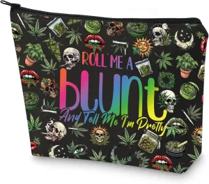 G2TUP Leaf Accessories Bag for Women Funny Cosmetic Bag Roll Me a Blunt and Tell Me I'm Pretty Zipper Pouch (Roll Blunt New)