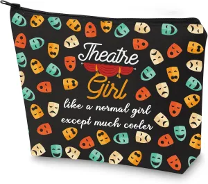 G2TUP Theater Girl Like a Normal Girl Except Much Cooler Drama Theatre Masks Patterned Bag Theater Makeup Bag (Theater Makeup Bag)