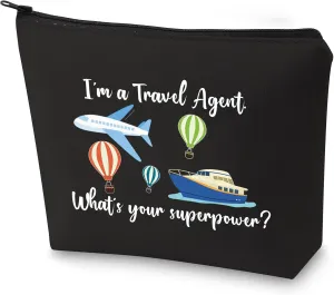 G2TUP Travel Agent Gift Thank You Travel Agent Toiletry Bag I' m a Travel Agent What's Your Superpower Zip Christmas Gifts
