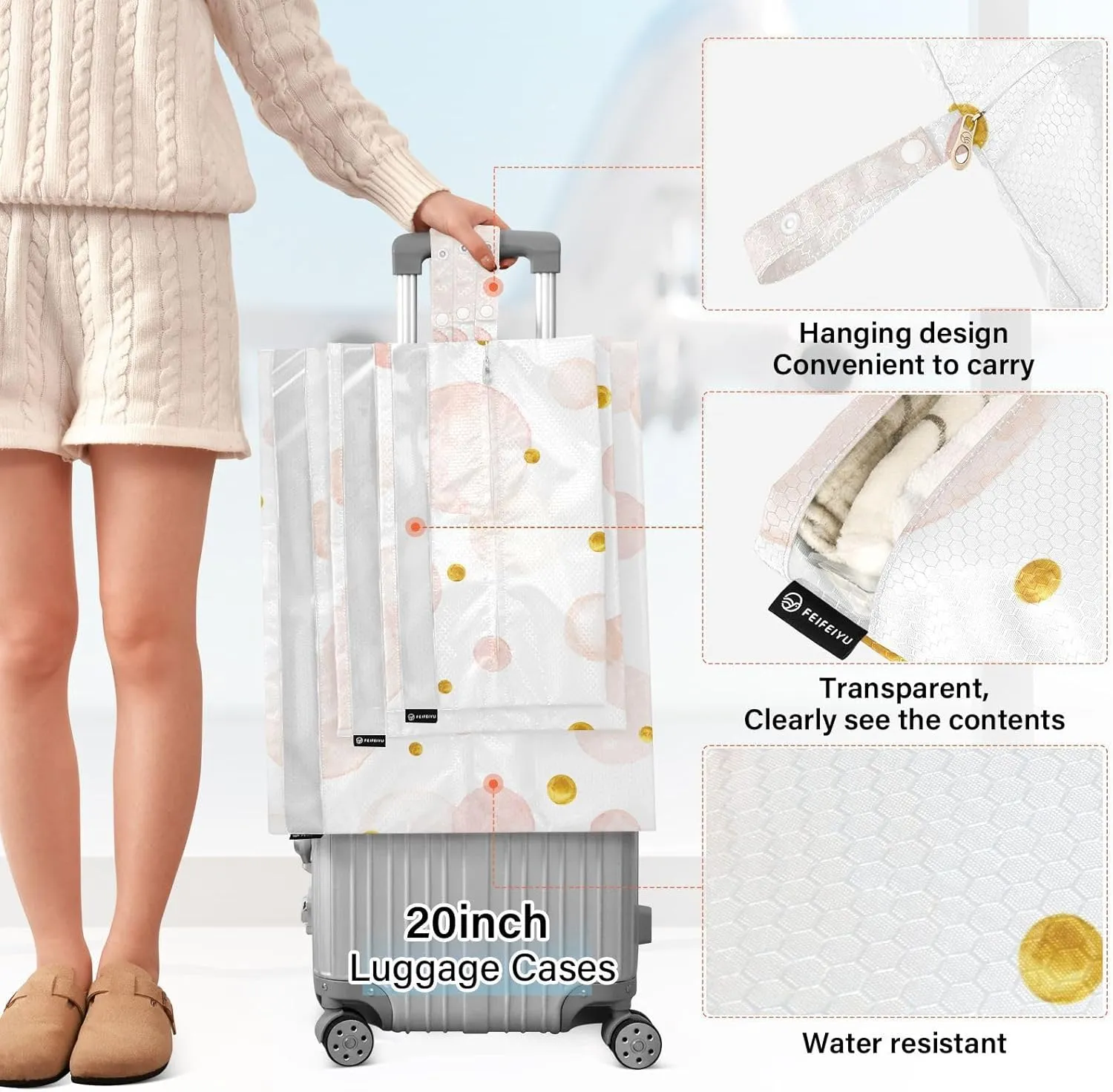 Garment Bag Closet Storage, Luggage Space Saver, Aquarelle Circles Pastel, Waterproof, 3 Set Travel Packing Cubes For Suitcases,Organizadores De Maletas Para