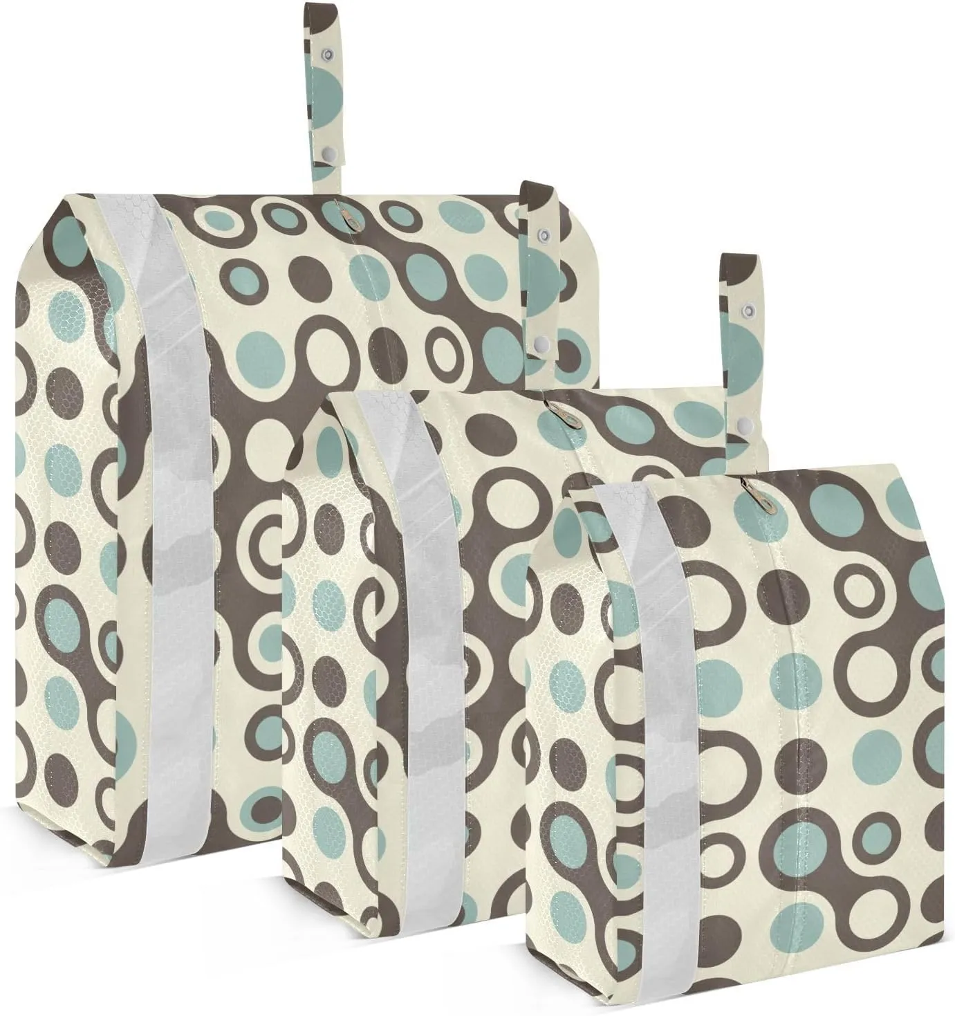 Garment Bag Closet Storage, Luggage Space Saver, Circle Abstract Green, Waterproof, 3 Set Travel Packing Cubes For Suitcases, Luggages Management Personnel