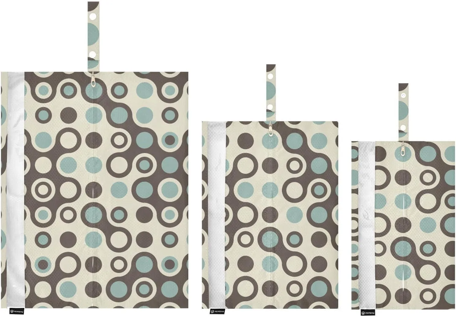 Garment Bag Closet Storage, Luggage Space Saver, Circle Abstract Green, Waterproof, 3 Set Travel Packing Cubes For Suitcases, Luggages Management Personnel