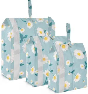 Garment Bag Closet Storage, Luggage Space Saver, Flower Daisy, Waterproof, 3 Set Travel Packing Cubes For Suitcases,Organizadores De Maletas Para
