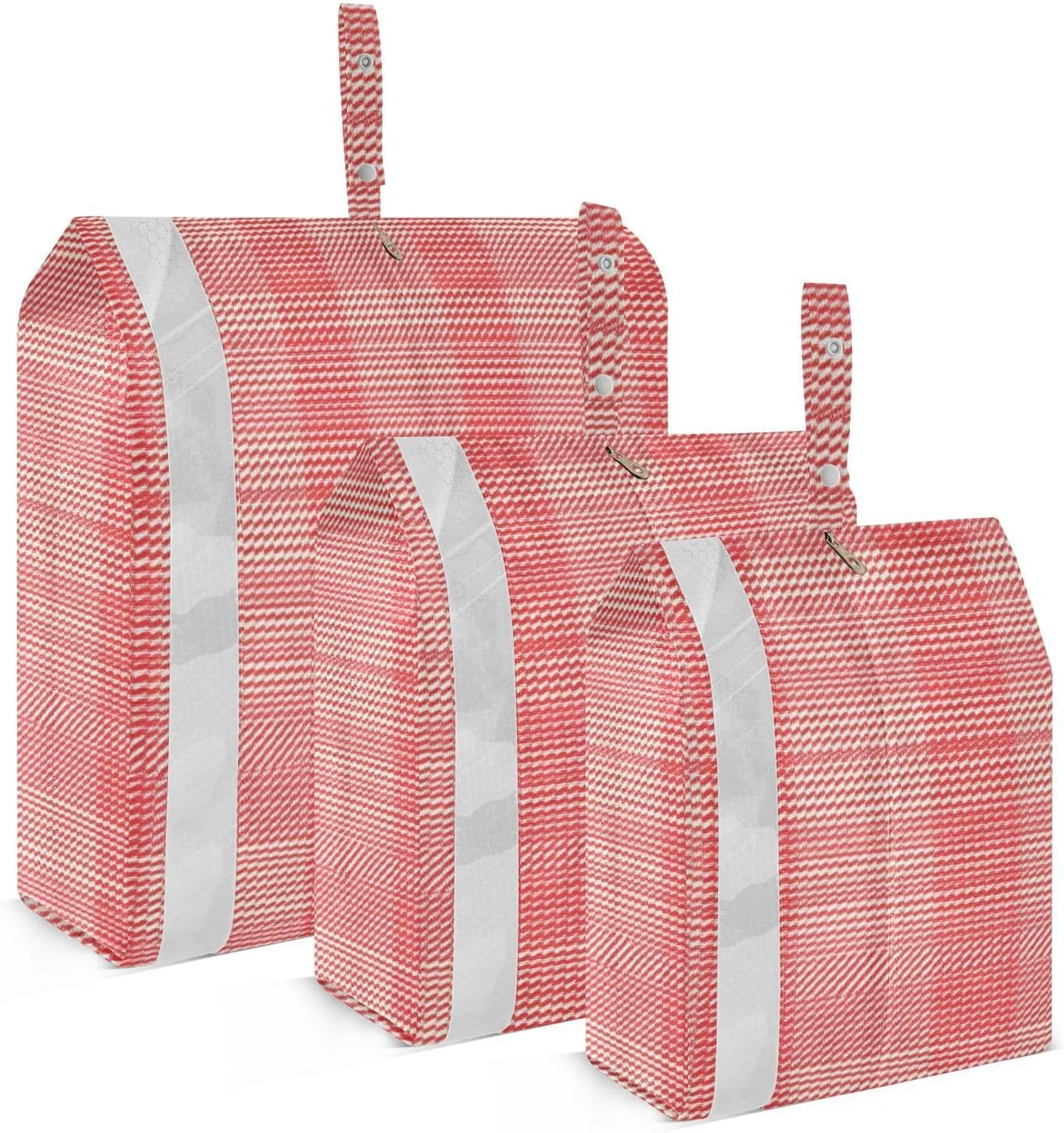 Garment Bag Closet Storage, Luggage Space Saver, Herringbone Houndstooth Checked Red Red Coral, Waterproof, 3 Set Travel Packing Cubes For Suitcases,Organizadores De Maletas Para