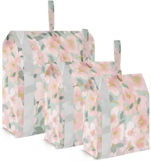 Garment Bag Closet Storage, Luggage Space Saver, Pink Floral, Waterproof, 3 Set Travel Packing Cubes For Suitcases,Organizadores De Maletas Para