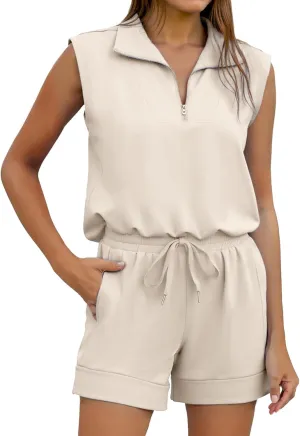 Glamaker Women's Two Piece Short Sets Summer Lounge Sweatsuits Air Essentials Sleeveless Outfits Travel Tracksuit