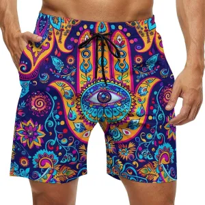 Hamsa Hand Of Fatima Meditation Mandala Men's Swim Trunks Quick Dry Board Shorts Breathable Summer Beach Shorts Bathing Suits
