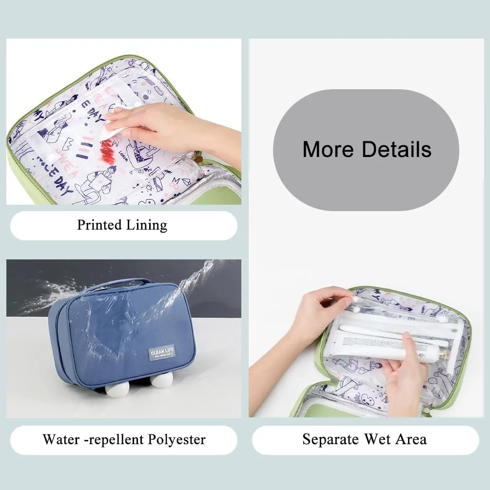 Hanging Toiletry Bag, Foldable Travel Cosmetic Bag, Portable Makeup Bag with Zippered Pockets for Women, Grey