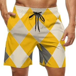 Harlequin Vintage Or Argyle Men's Swim Trunks Quick Dry Board Shorts Breathable Summer Beach Shorts Bathing Suits