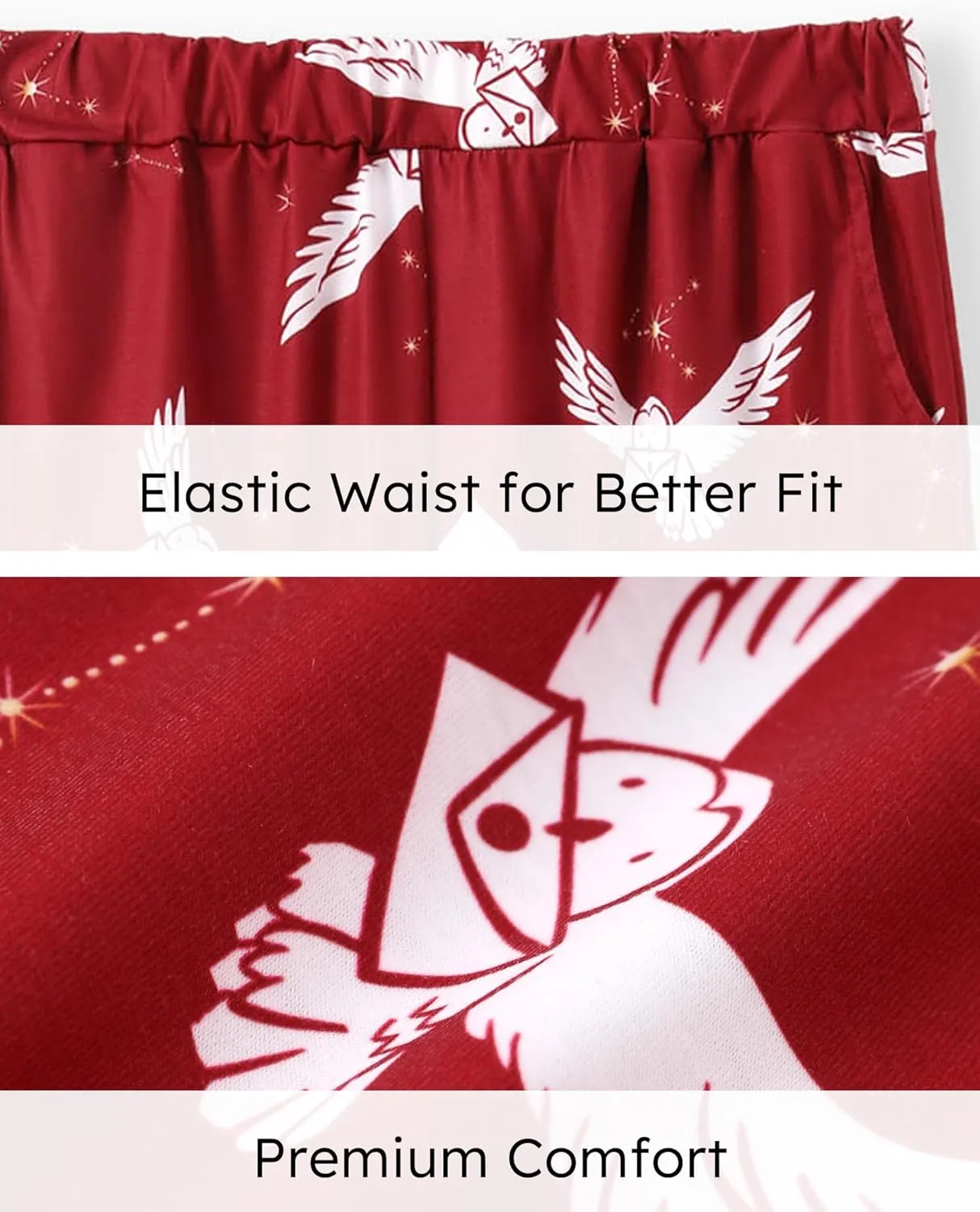 Harry Potter Family Matching Pajamas Hedwig Owl Allover Print Top and Pant Sets for Couples His and Hers Kids Boys and Girls