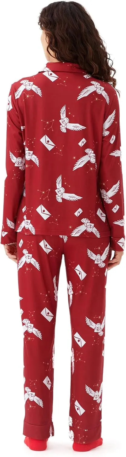 Harry Potter Family Matching Pajamas Hedwig Owl Allover Print Top and Pant Sets for Couples His and Hers Kids Boys and Girls