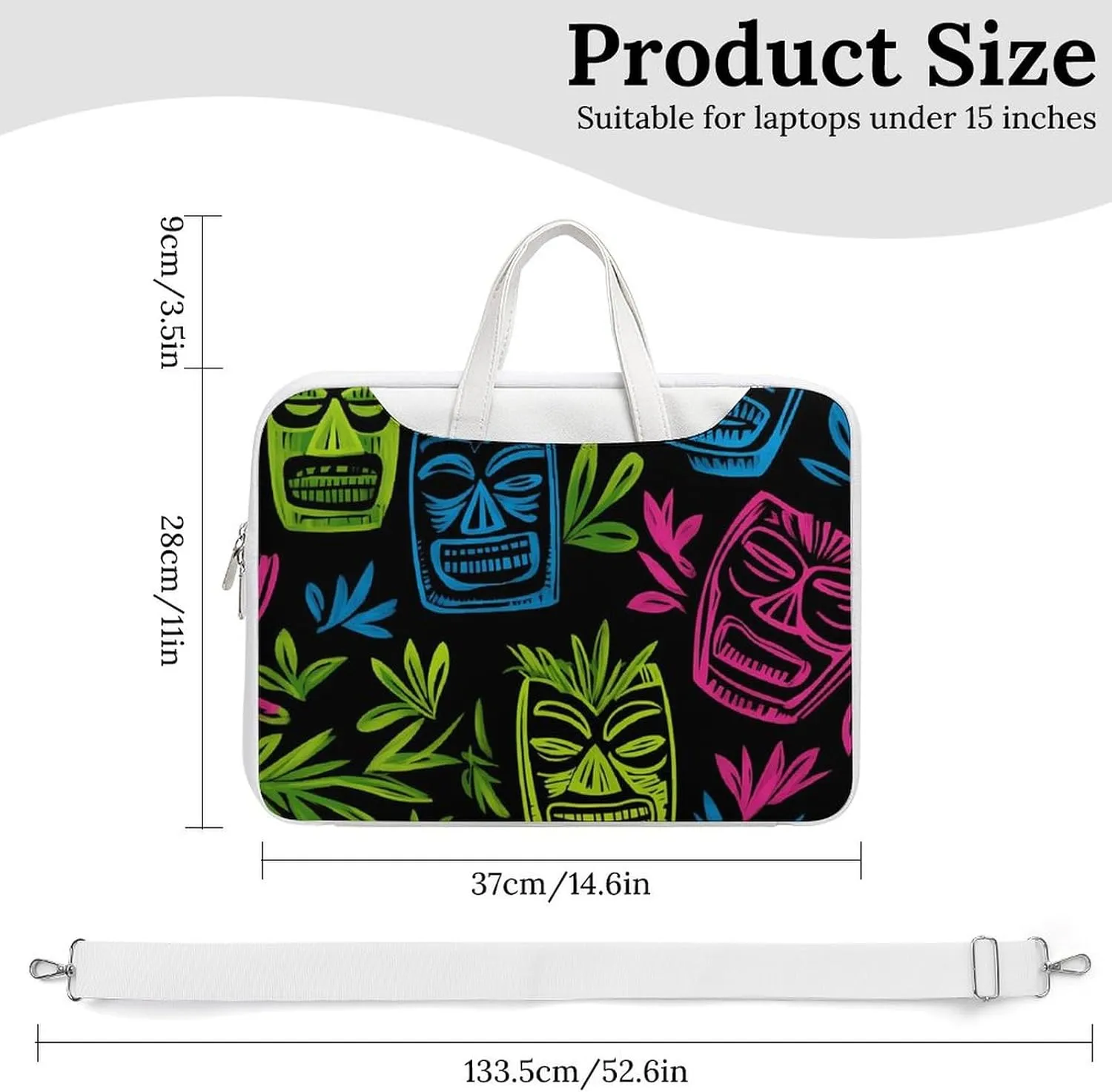 Hawaii Tiki Masks Leather Bag Laptop Case Slim Water Resistant Computer Bags with Handle Briefcase for Work