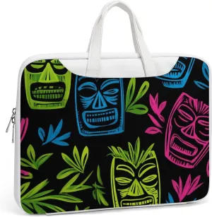 Hawaii Tiki Masks Leather Bag Laptop Case Slim Water Resistant Computer Bags with Handle Briefcase for Work