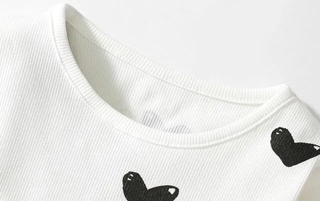Heart Print Long Sleeve Set