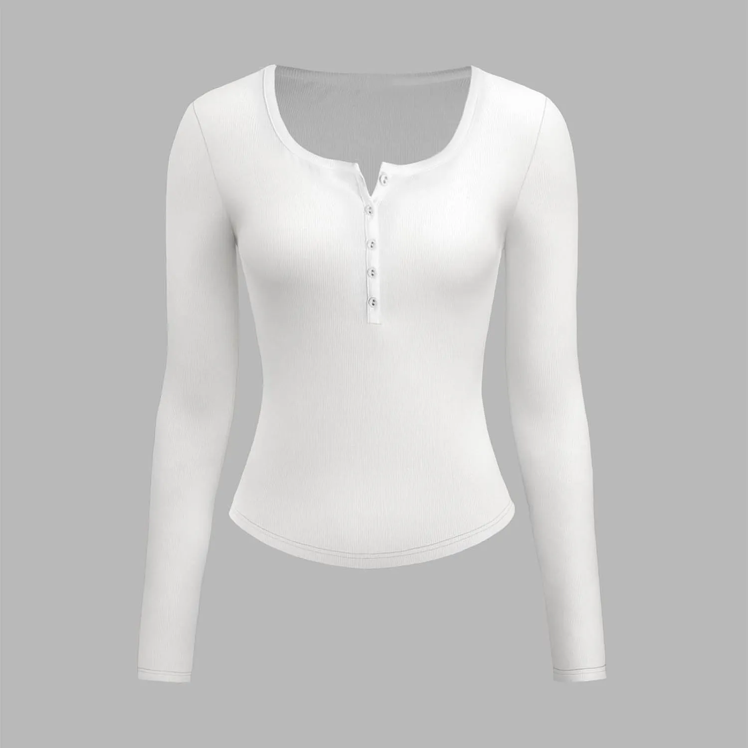 Henley Shirts for Women Long Sleeve Ribbed Knit Slim Fit Crop Tops 2024 Fall Casual Basic Tops Blouse Underscrubs