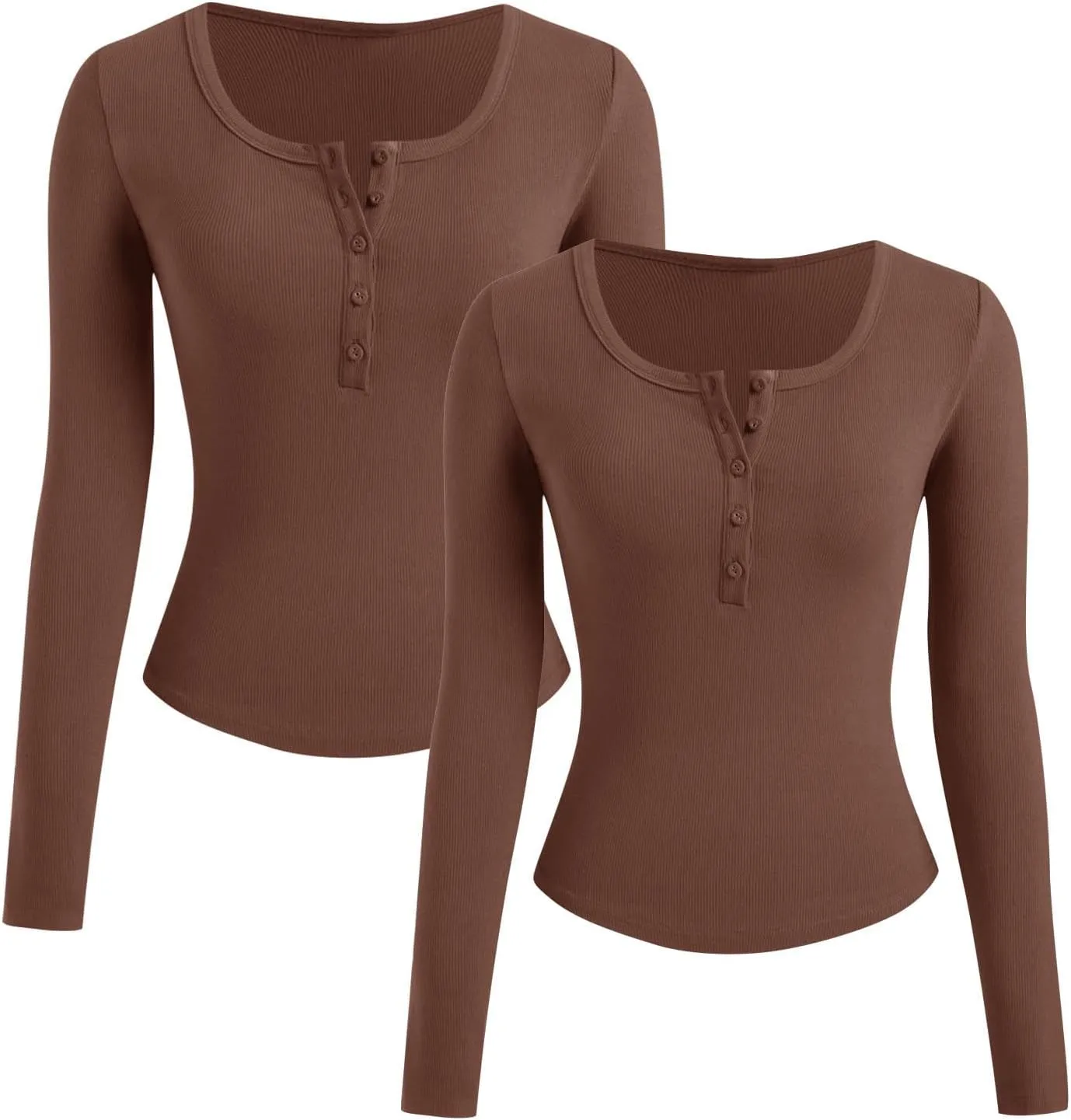 Henley Shirts for Women Long Sleeve Ribbed Knit Slim Fit Crop Tops 2024 Fall Casual Basic Tops Blouse Underscrubs