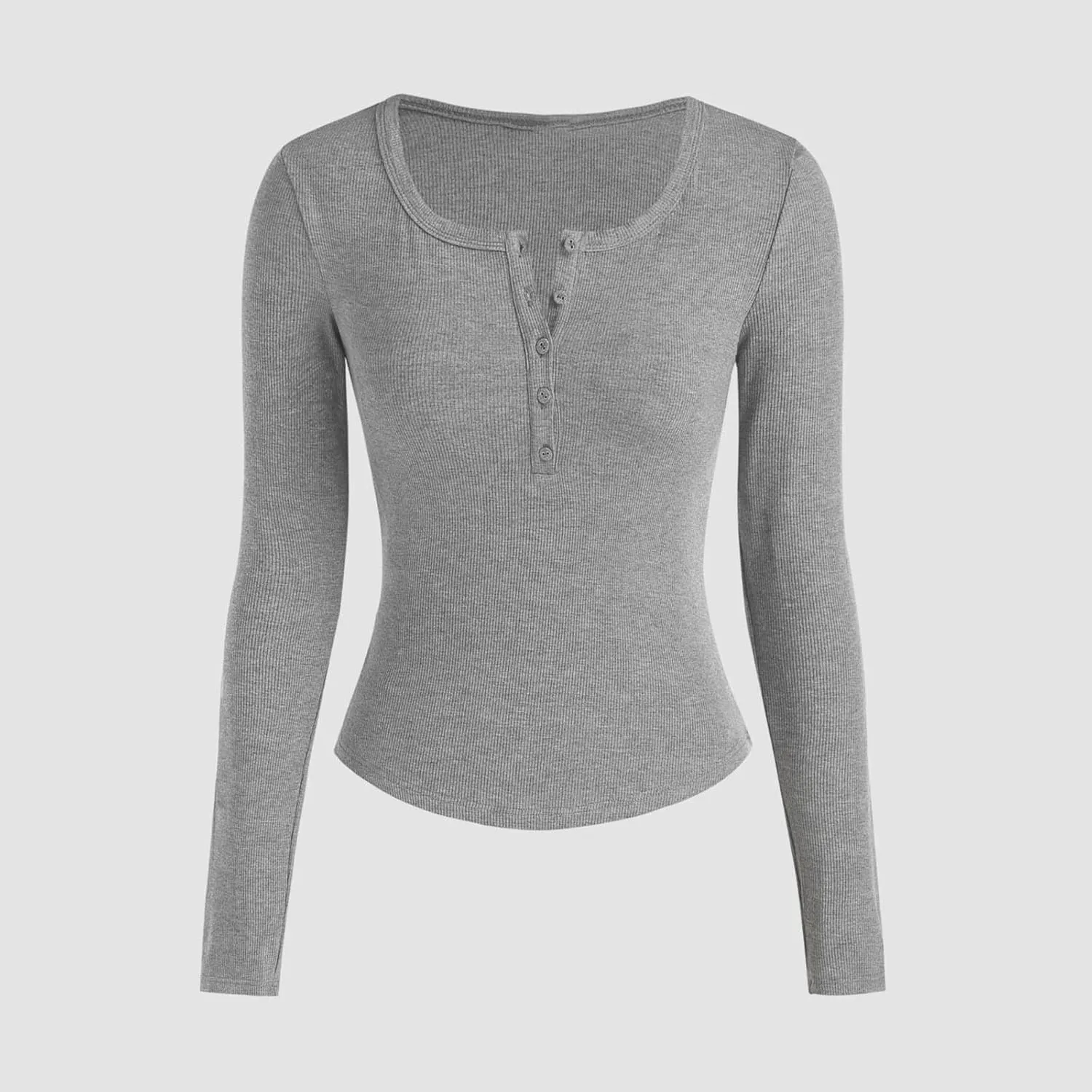 Henley Shirts for Women Long Sleeve Ribbed Knit Slim Fit Crop Tops 2024 Fall Casual Basic Tops Blouse Underscrubs