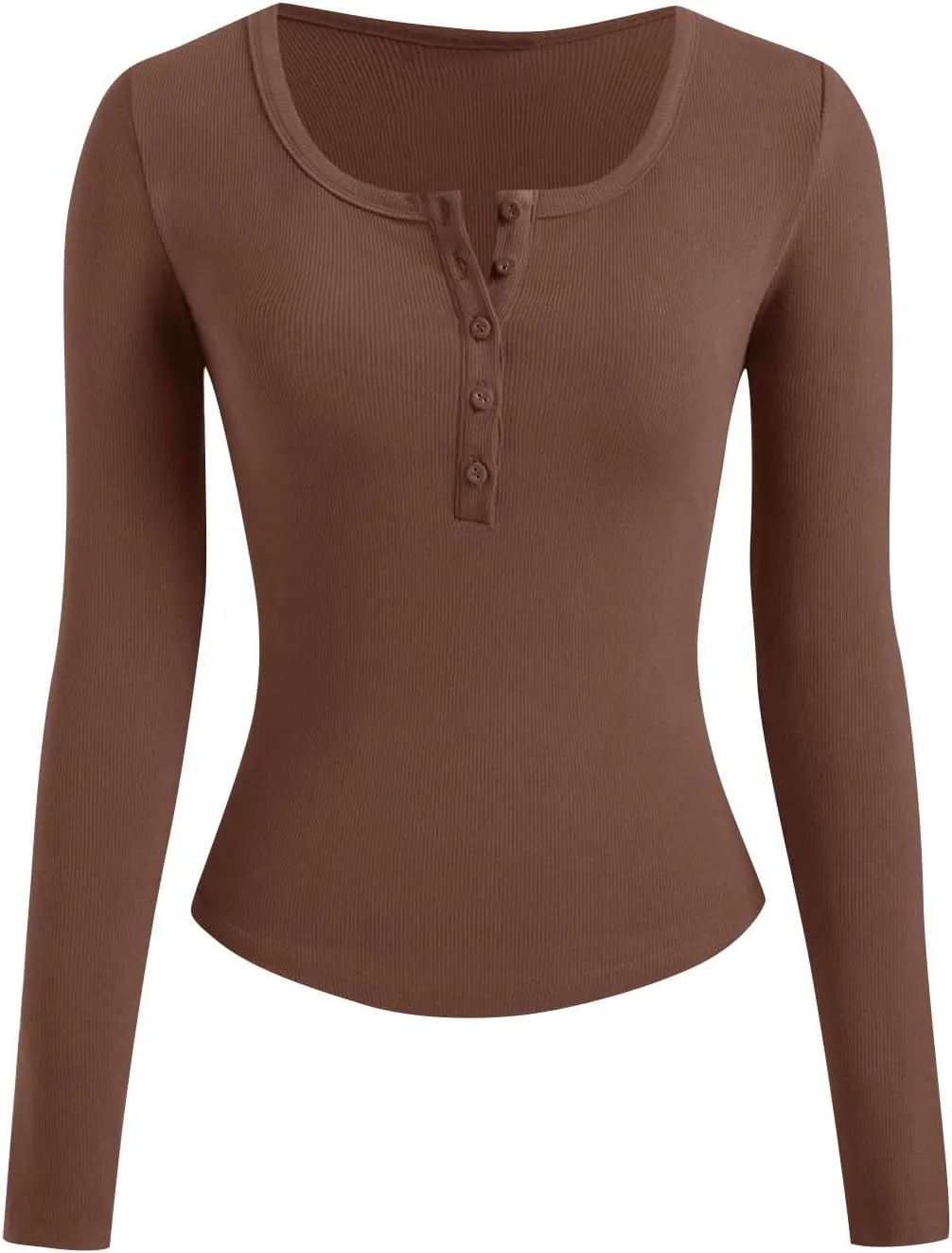 Henley Shirts for Women Long Sleeve Ribbed Knit Slim Fit Crop Tops 2024 Fall Casual Basic Tops Blouse Underscrubs